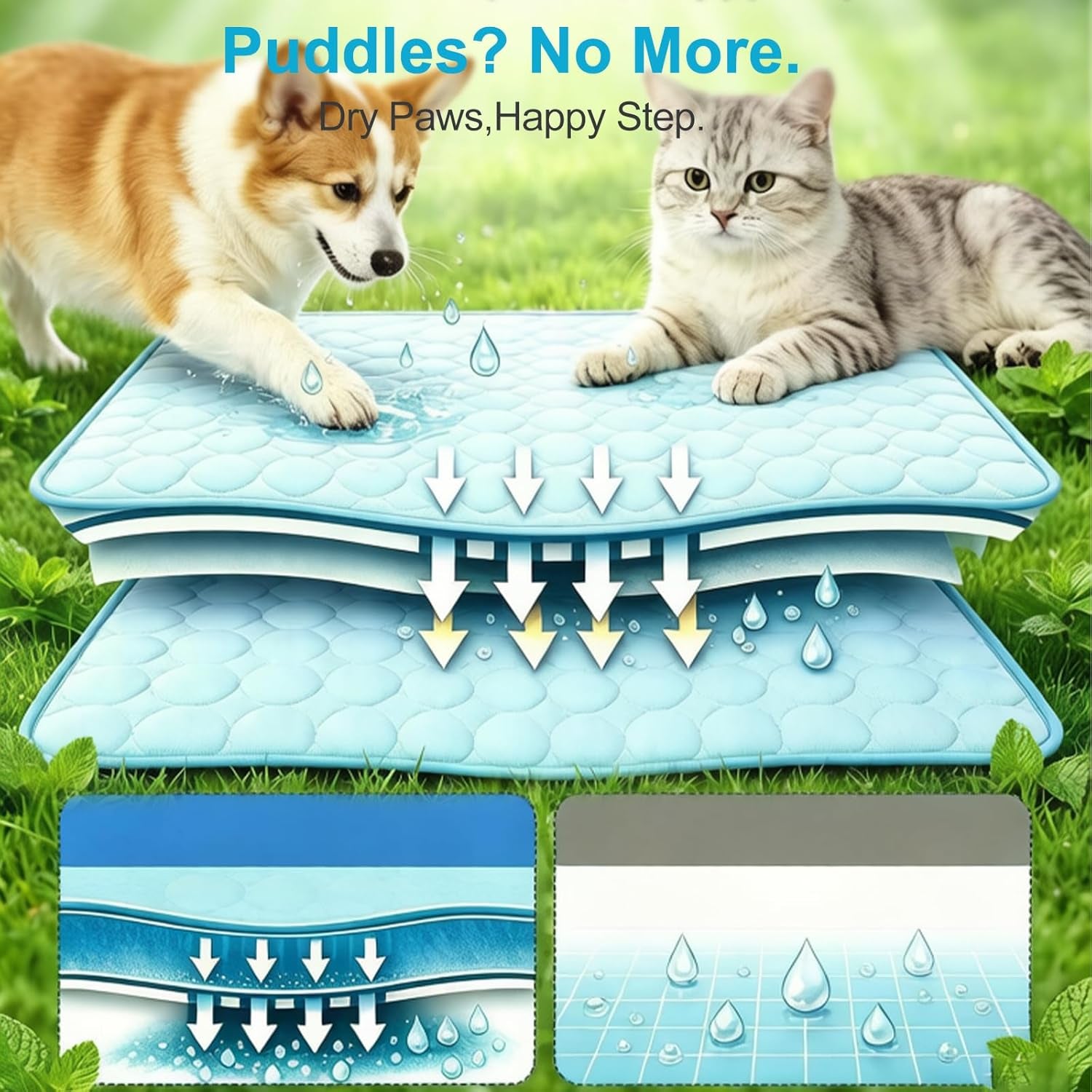 Dog Cooling Mat 22"X28" Q-Max>0.4, Absorbent & Pressure-Activated Self-Cooling, Non-Slip Scratch Resistant, Washable Cooling Mat for Dogs, Cooling Pad for Dog Bed Mats for Car Crate Patio Outdoor