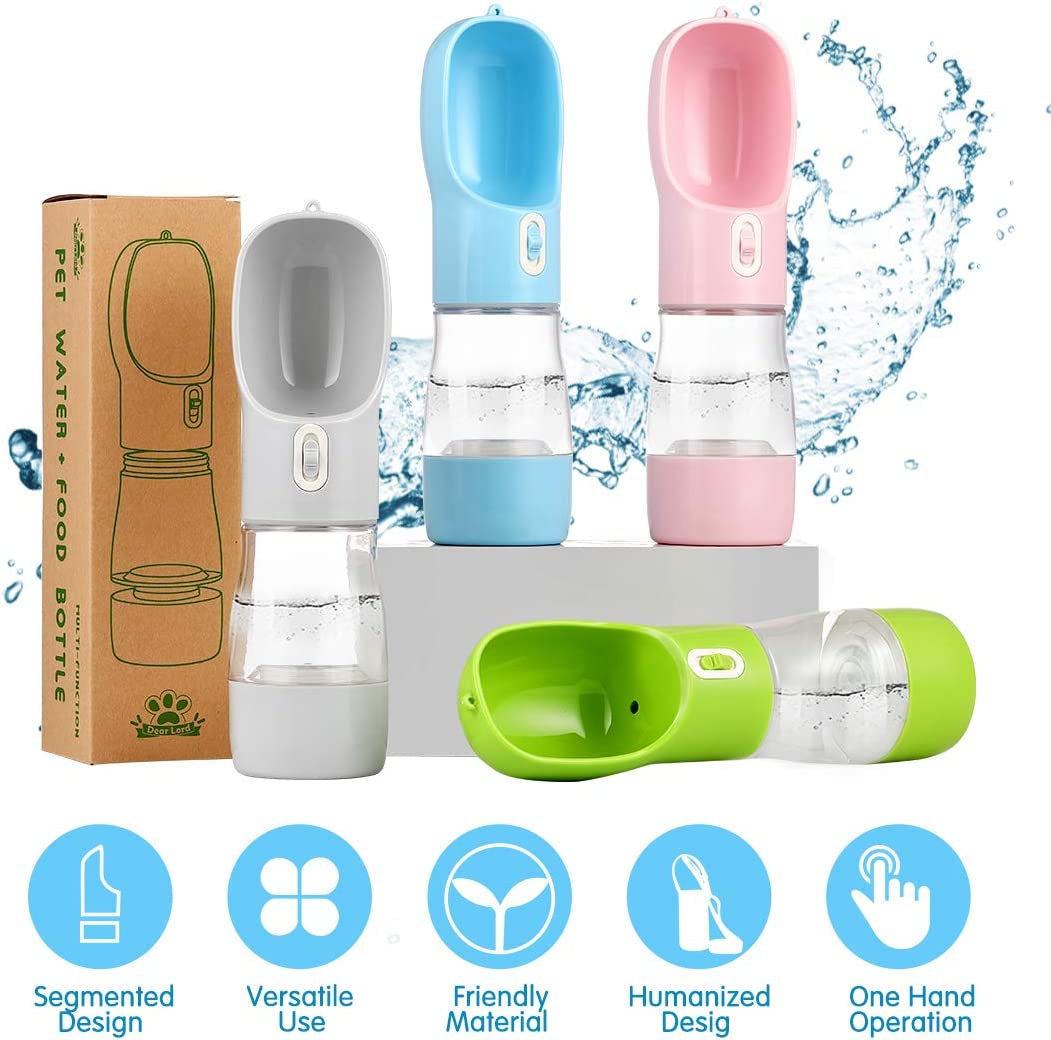 Dog Water Bottles for Walking, Travel Pet Water Bottle with Pouch for Dogs, Portable Dog Water Bottles Dispenser for Hiking Outdoor Activities (Pink with Holder Bag)