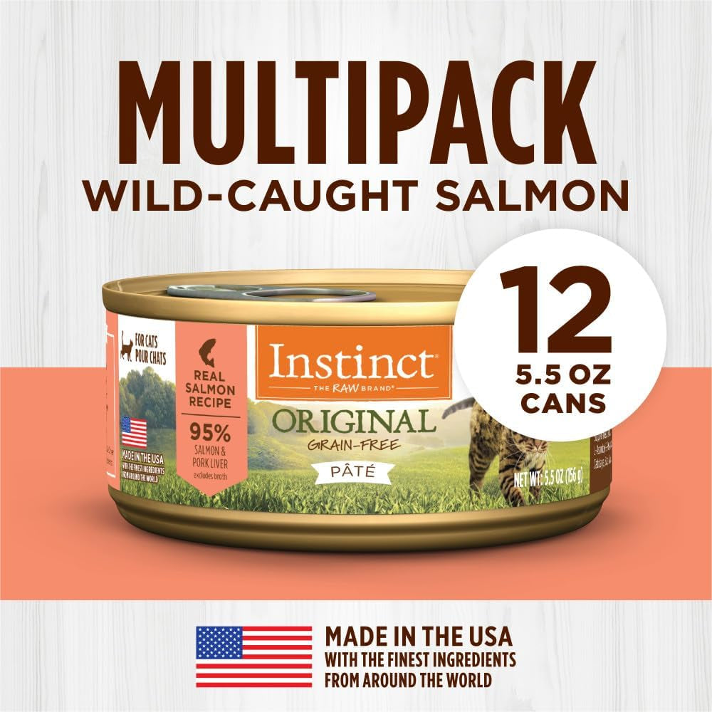 Original Grain Free Real Salmon Recipe Natural Wet Canned Cat Food by Nature'S Variety, 5.5 Oz. Cans (Case of 12)