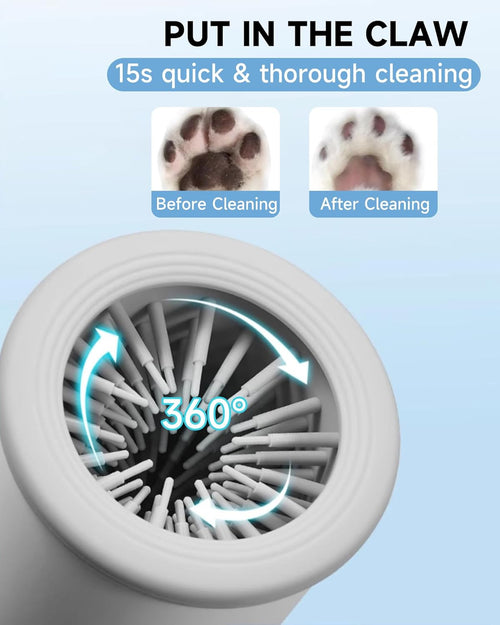 Automatic Dog Paw Cleaner for Dogs，Electric Dog Foot Paw Washer Cup and Massager，2 Speeds for Thorough Cleaning and USB Rechargeable,Pet Paw Feet Cleaner for Small Medium Dogs Cats (White)